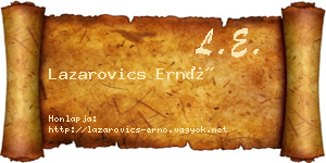 Lazarovics Ernő névjegykártya
